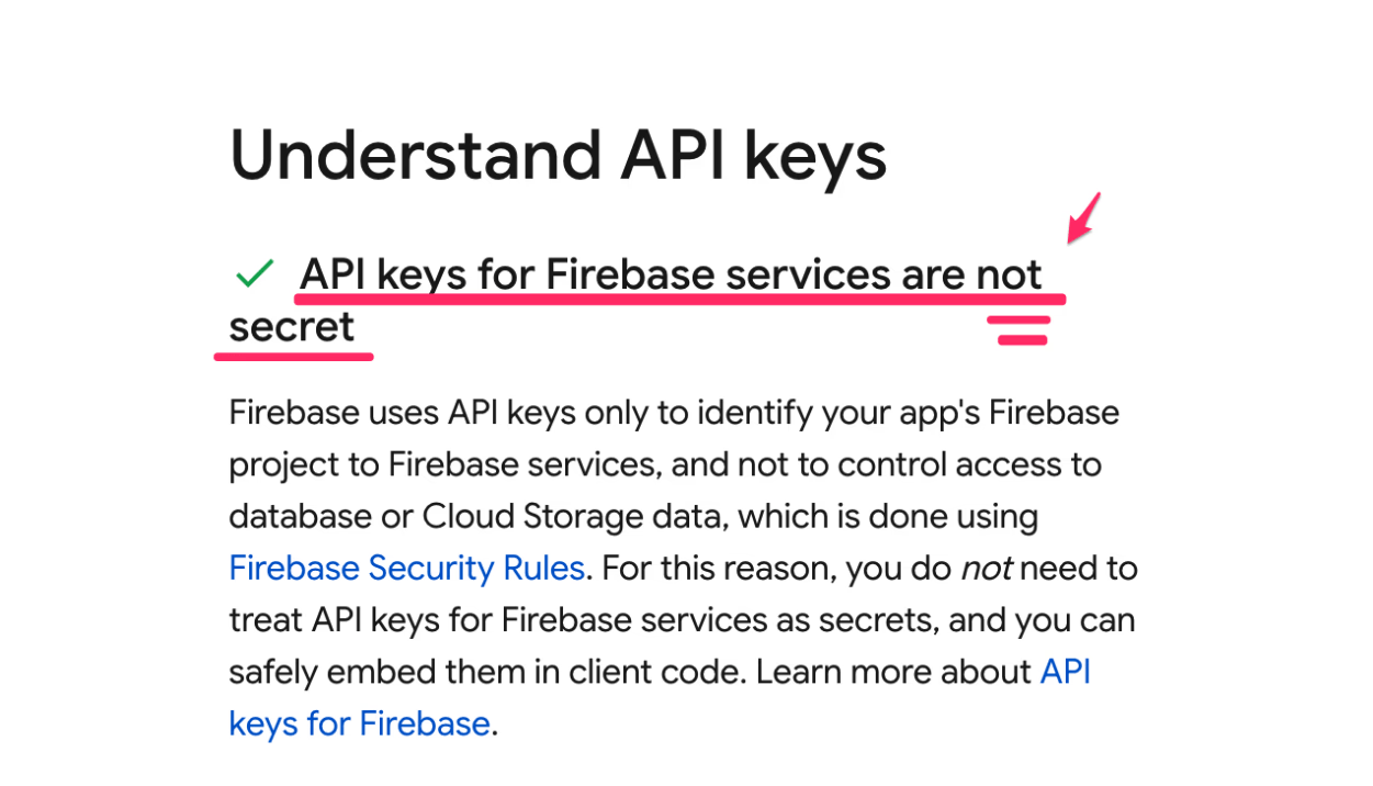 Firebase security checklist — API keys not secret