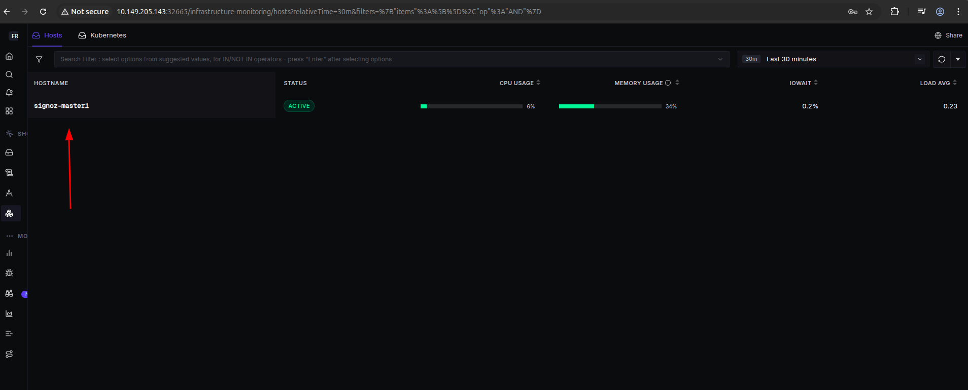 SigNoz infrastructure overview