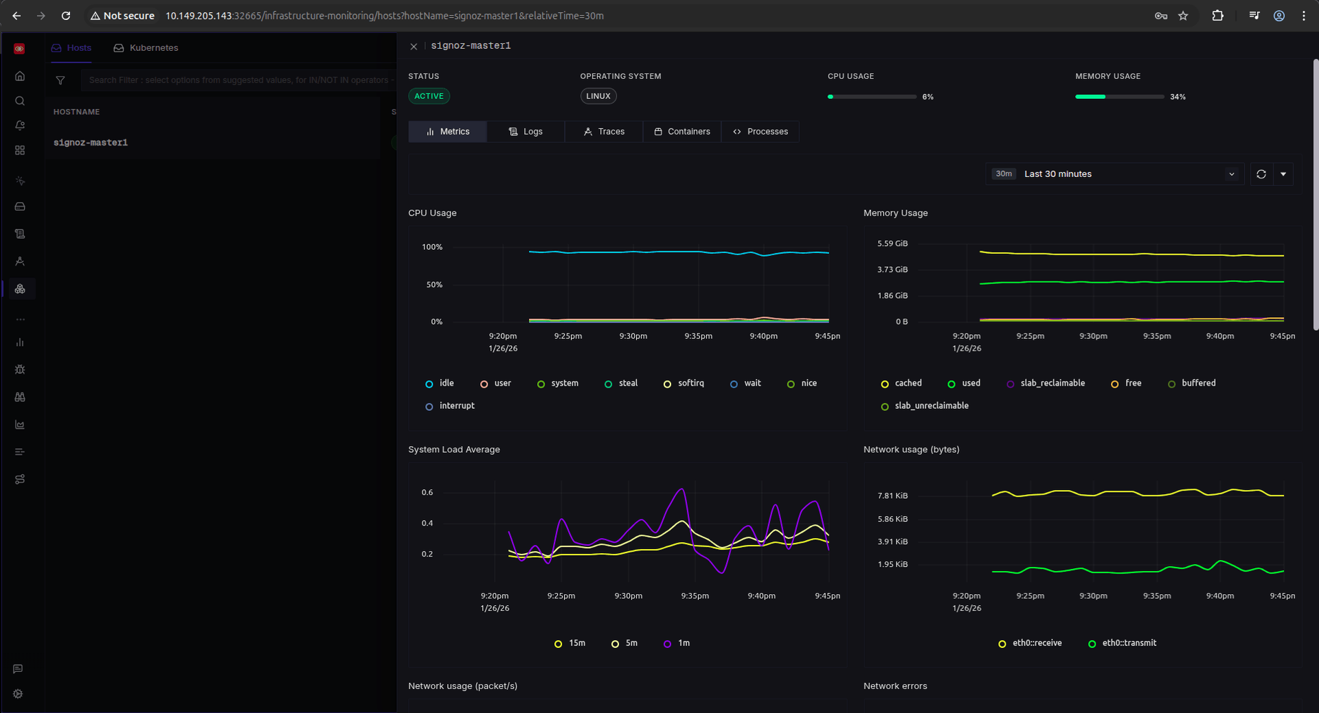 Host-level metrics in SigNoz